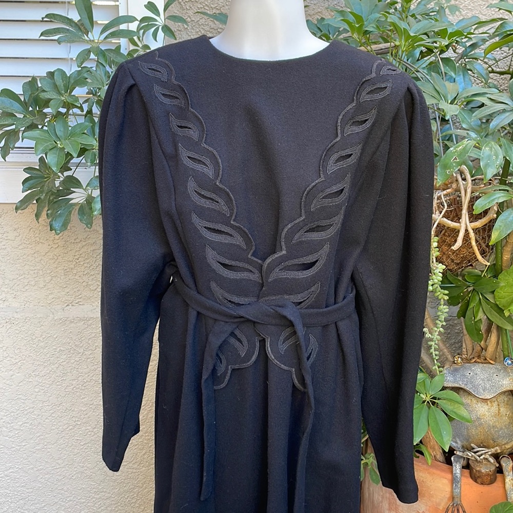 New vintage 80’s black wool long dress